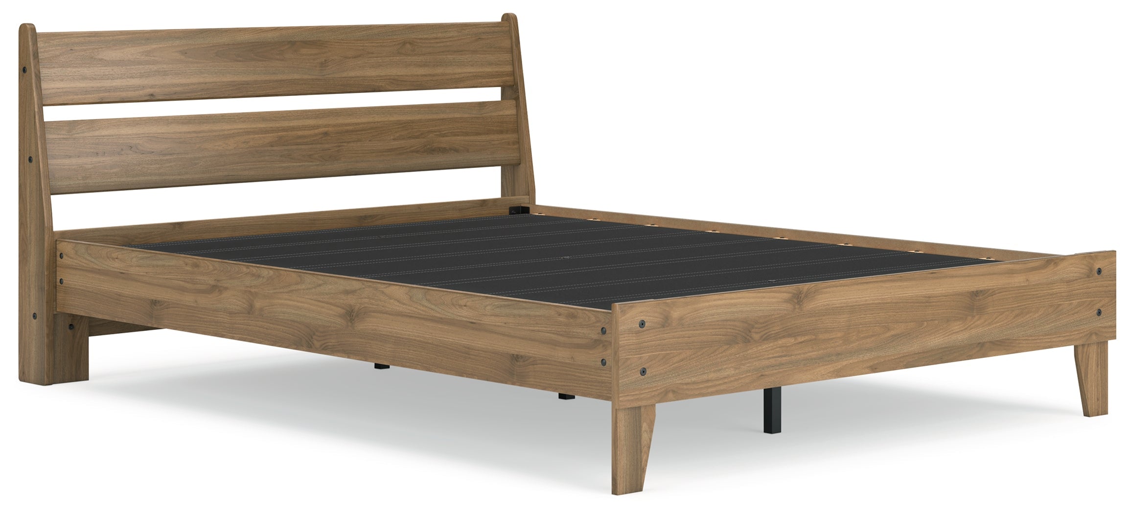 Deanlow Queen Platform Panel Bed with 2 Nightstands in Honey - PKG017277