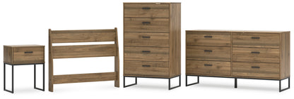 Deanlow Twin Panel Headboard with Dresser, Chest and Nightstand in Honey - PKG017176