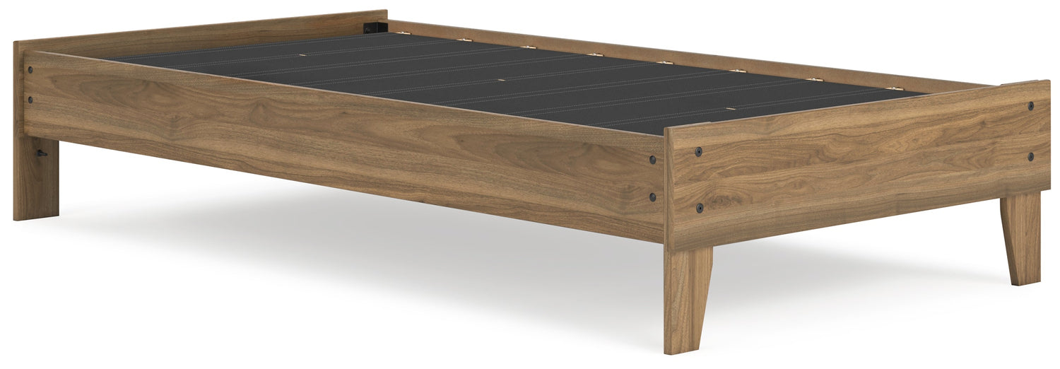 Deanlow Twin Platform Bed with Dresser and 2 Nightstands in Honey - PKG017185