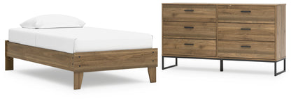 Deanlow Twin Platform Bed with Dresser in Honey - PKG017184
