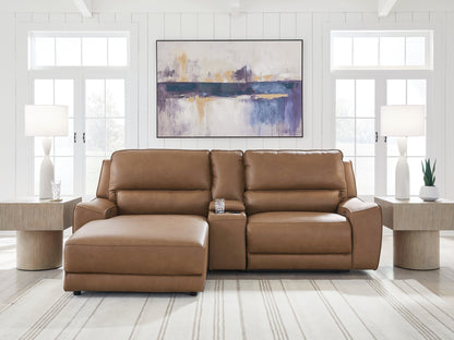 DeepWakes Caramel 3-Piece Power Reclining Sectional with Chaise - PCU62606S17