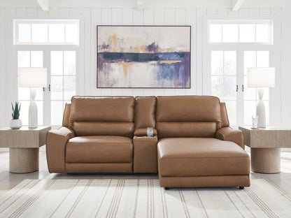 DeepWakes Caramel 3-Piece Power Reclining Sectional with Chaise - PCU62606S4