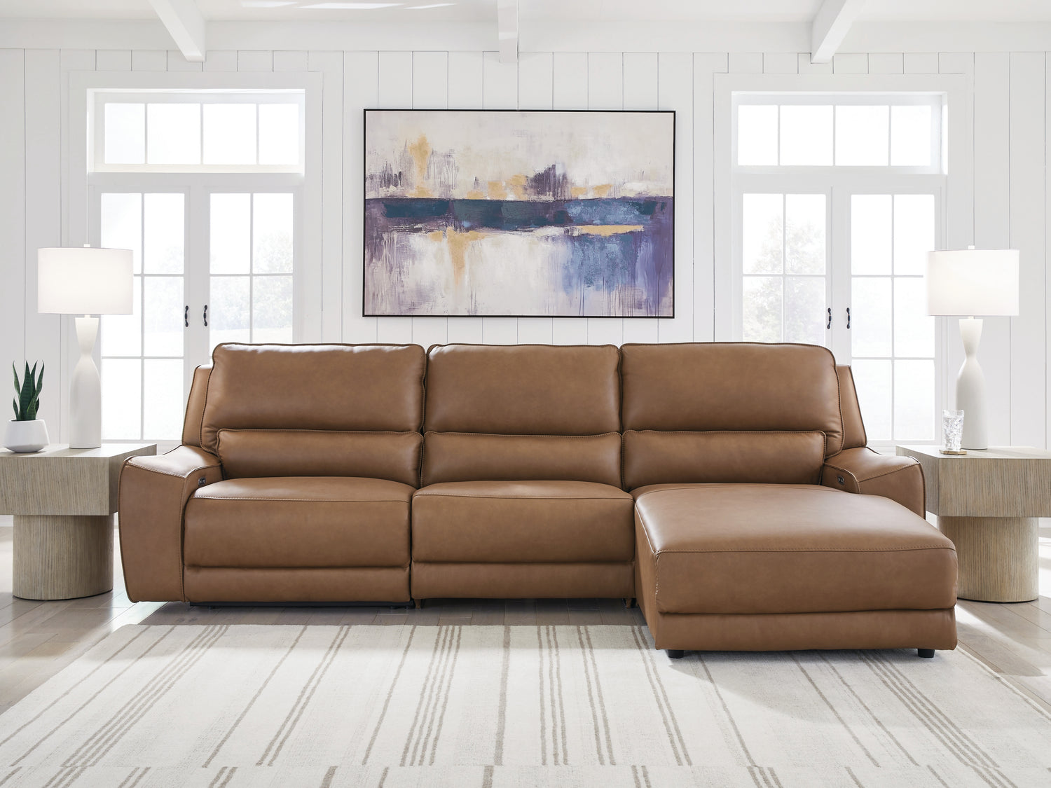 DeepWakes Caramel 3-Piece Reclining Sofa Chaise - PCU62606S22