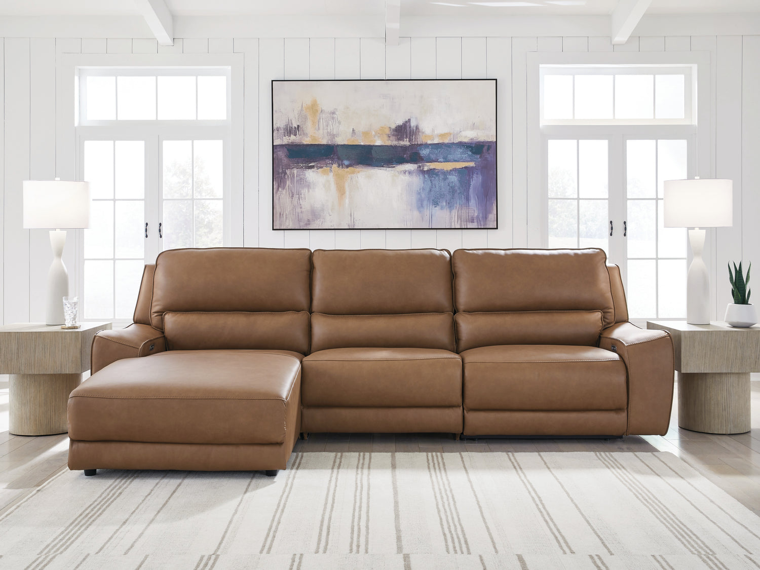 DeepWakes Caramel 3-Piece Reclining Sofa Chaise - PCU62606S23