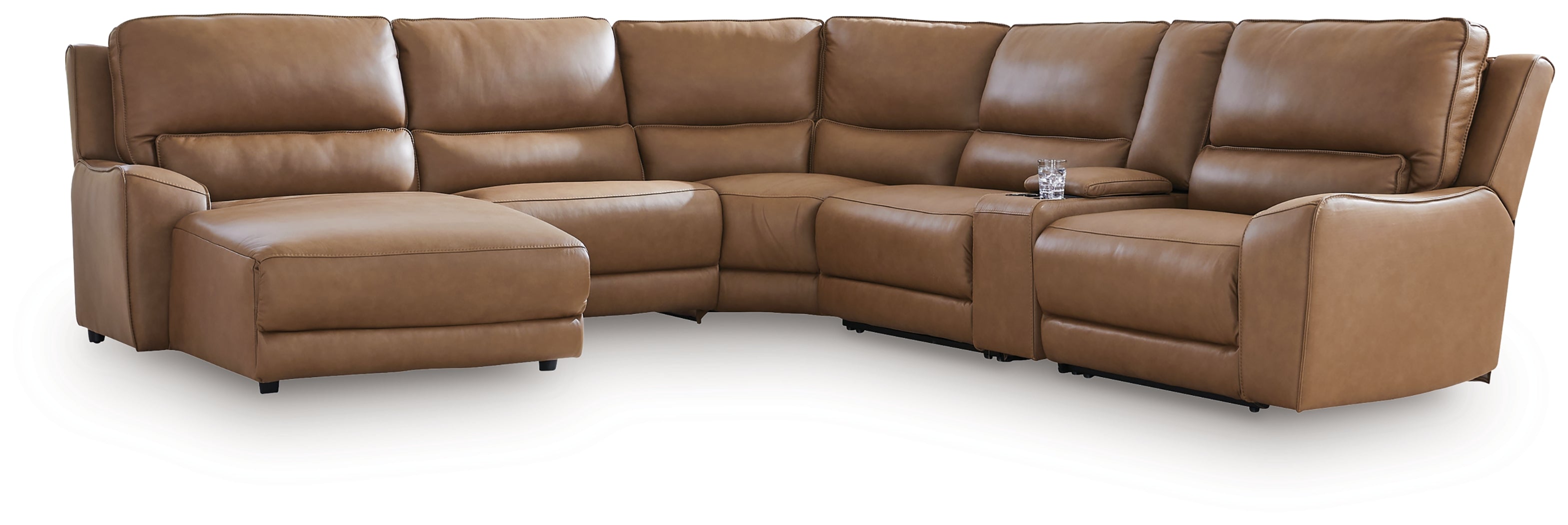 DeepWakes Caramel 6-Piece Power Reclining Sectional with Chaise - PCU62606S19