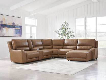 DeepWakes Caramel 6-Piece Power Reclining Sectional with Chaise - PCU62606S6