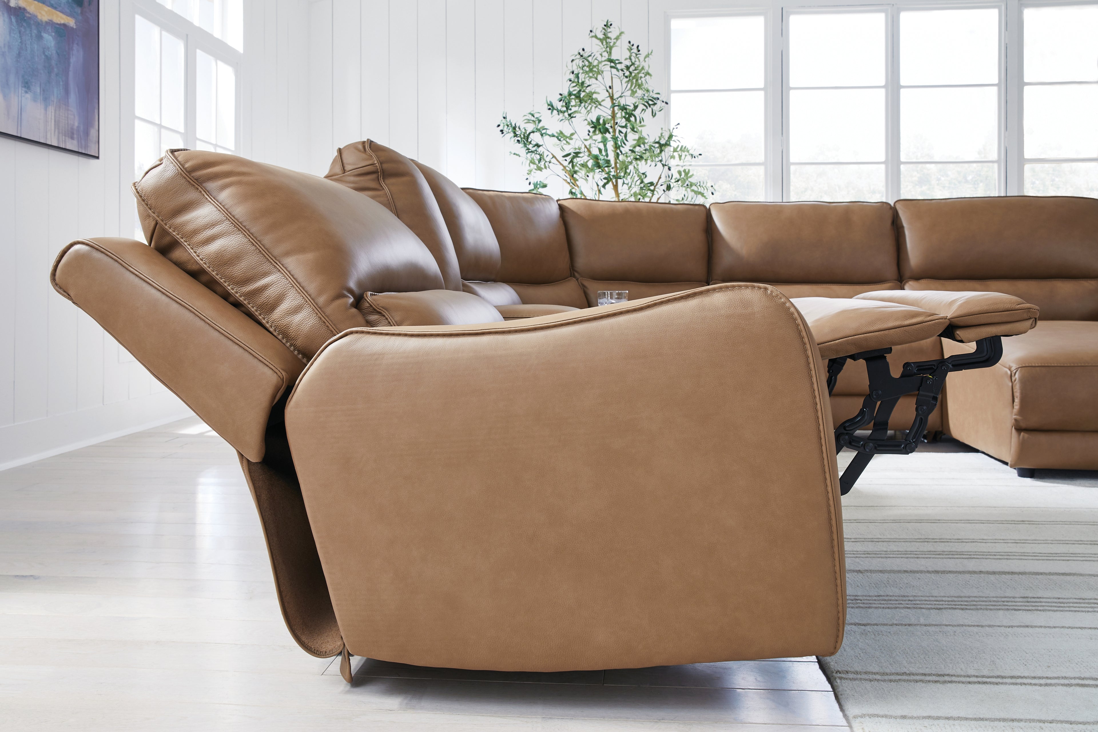 DeepWakes Caramel 6-Piece Power Reclining Sectional with Chaise - PCU62606S6