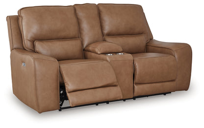 DeepWakes Caramel Power Reclining Loveseat with Console - PCU6260618