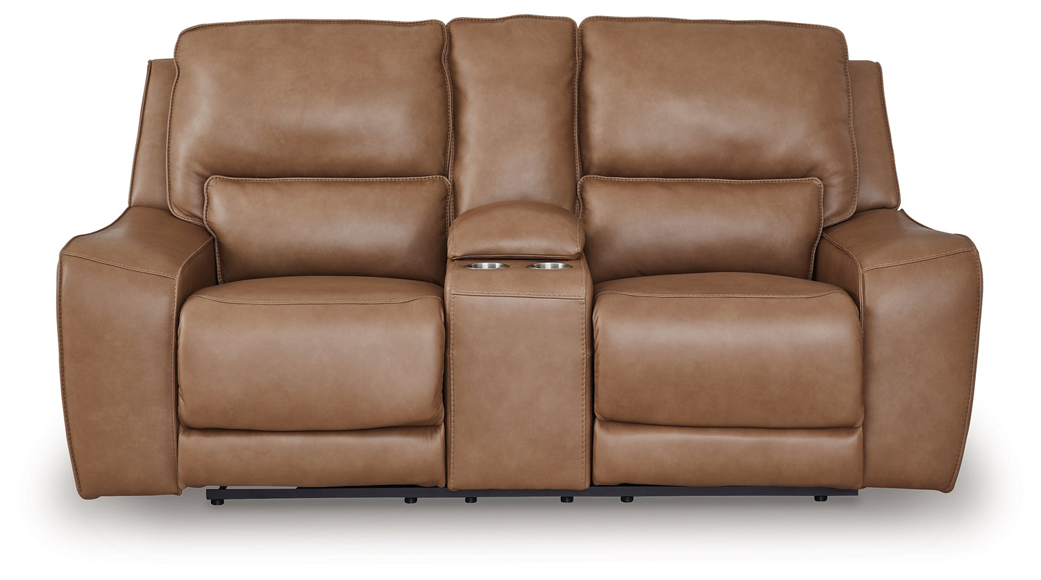 DeepWakes Caramel Power Reclining Loveseat with Console - PCU6260618