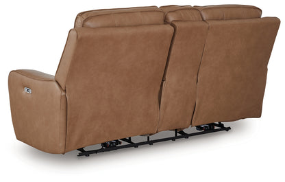 DeepWakes Caramel Power Reclining Loveseat with Console - PCU6260618