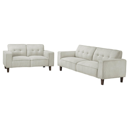 Deerhurst 2-piece Upholstered Tufted Track Arm Sofa Set Beige - 509647-S2