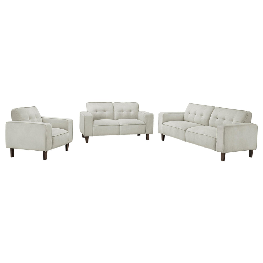 Deerhurst 3-piece Upholstered Tufted Track Arm Sofa Set Beige - 509647-S3