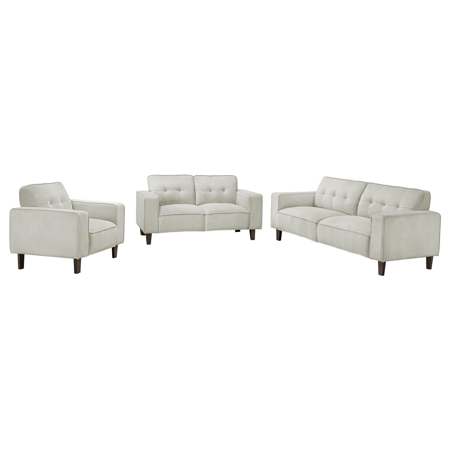 Deerhurst 3-piece Upholstered Tufted Track Arm Sofa Set Beige - 509647-S3