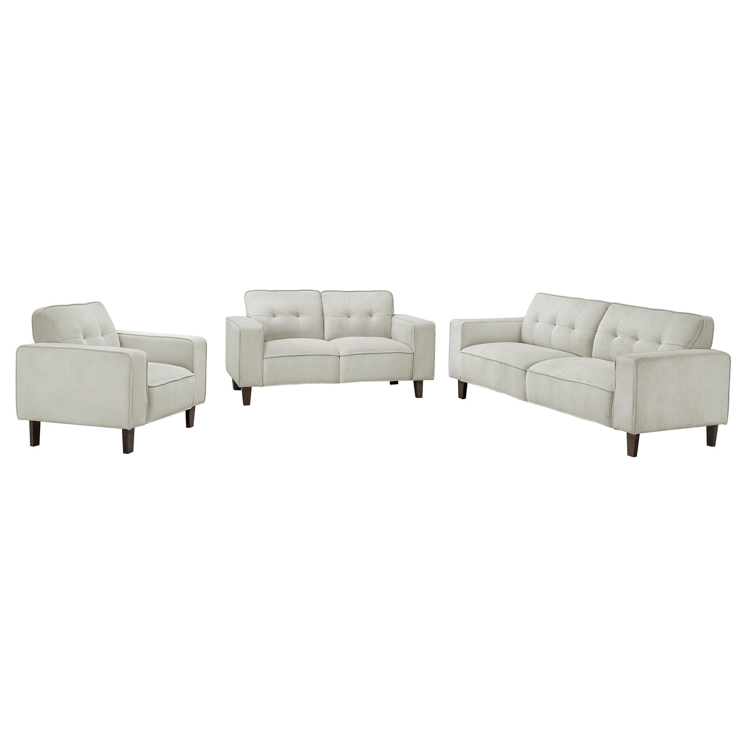Deerhurst 3-piece Upholstered Tufted Track Arm Sofa Set Beige - 509647-S3