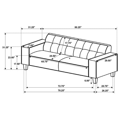 Deerhurst 3-piece Upholstered Tufted Track Arm Sofa Set Beige - 509647-S3