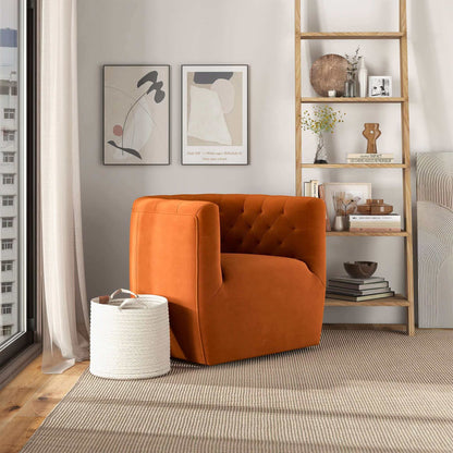 Delaney Burnt Orange Velvet Swivel Chair - SCH00500201