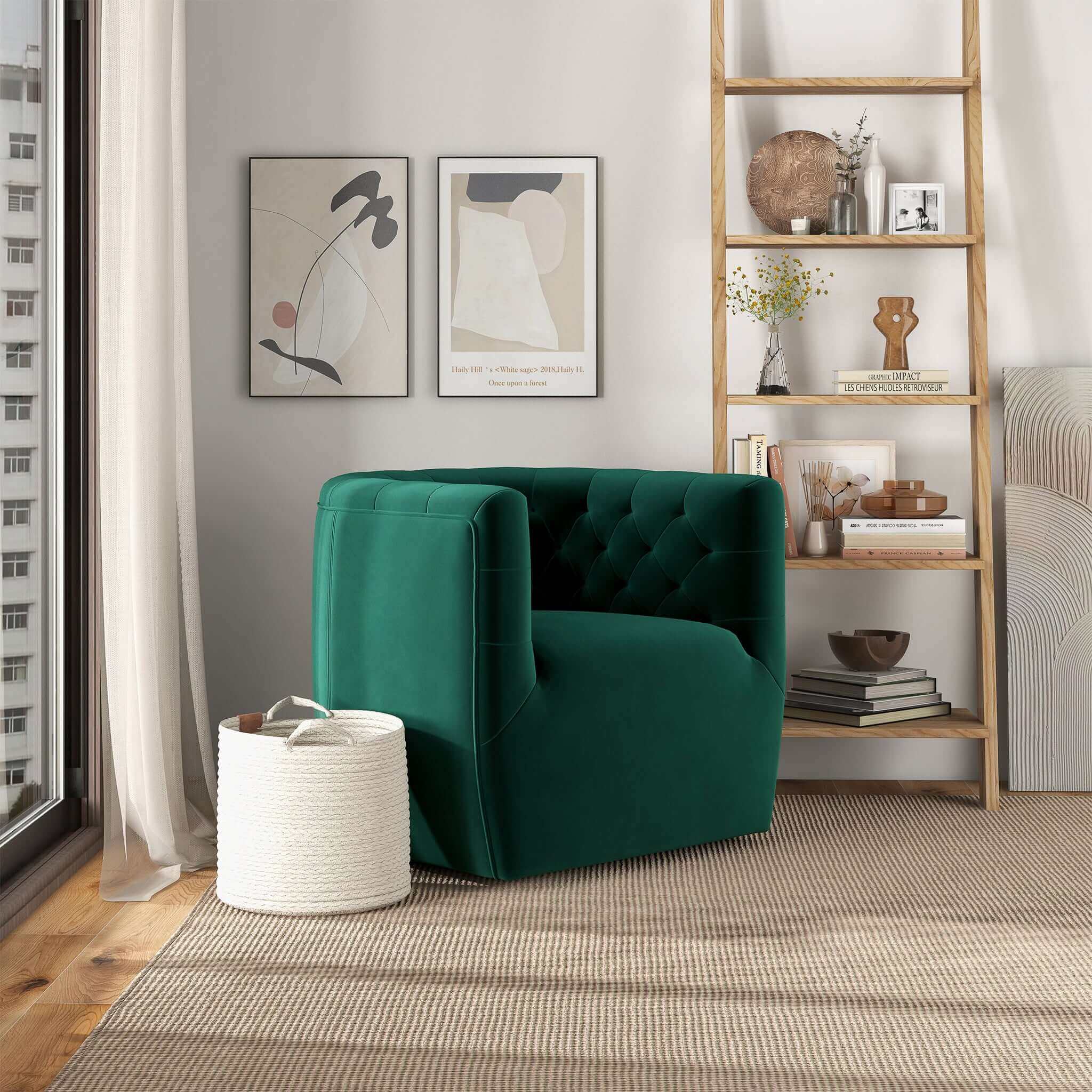 Delaney Green Velvet Swivel Chair - SCH00500203