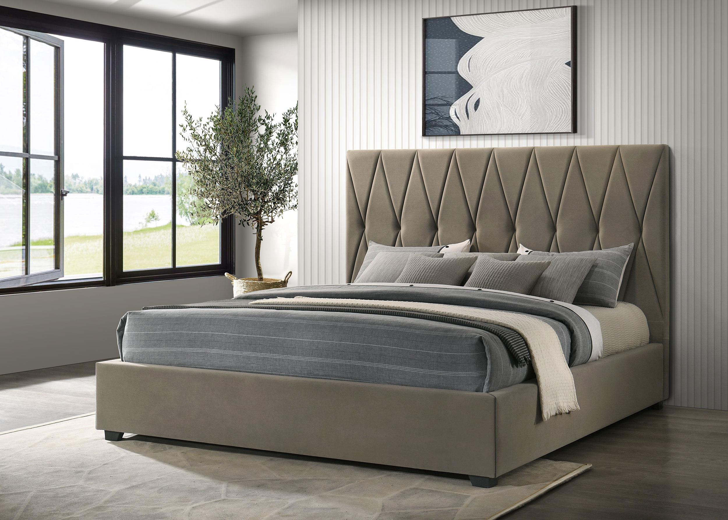 Delsea Upholstered Eastern King Platform Bed Light Brown - 315975KE