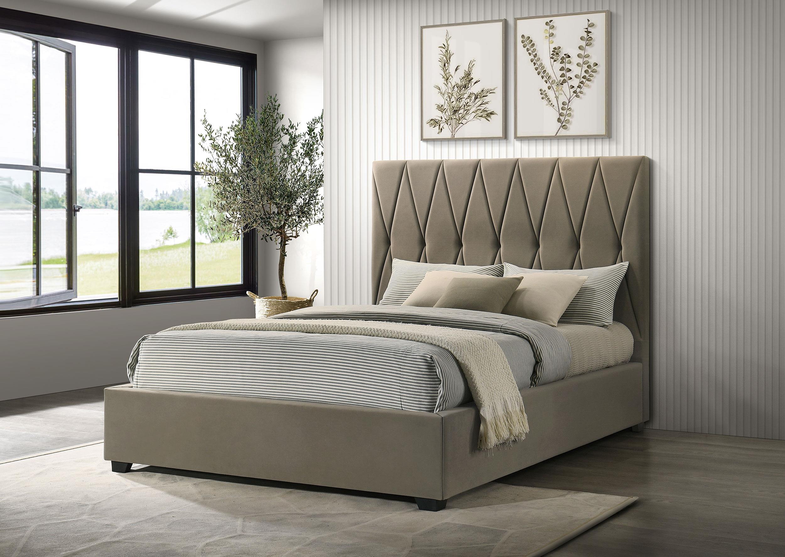Delsea Upholstered Queen Panel Platform Bed Light Brown - 315975Q