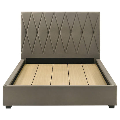 Delsea Upholstered Queen Panel Platform Bed Light Brown - 315975Q