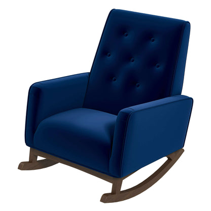 Demetrius  Dark Blue Velvet Solid Wood Rocking Chair - RCH00500501