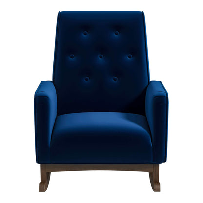 Demetrius  Dark Blue Velvet Solid Wood Rocking Chair - RCH00500501