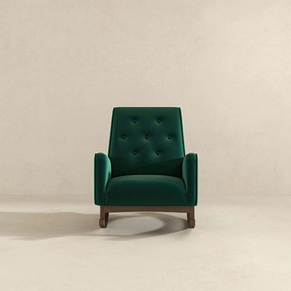 Demetrius  Green Velvet Solid Wood Rocking Chair - RCH00500503
