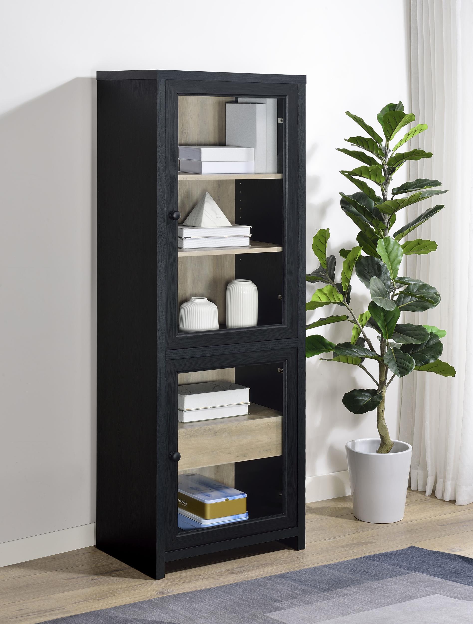 Denison 67-inch 2-door Media Tower Storage Cabinet Black - 720224