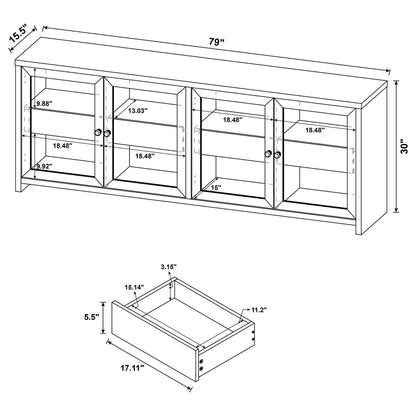 Denison 79-inch 4-door TV Stand Media Console Black - 720223