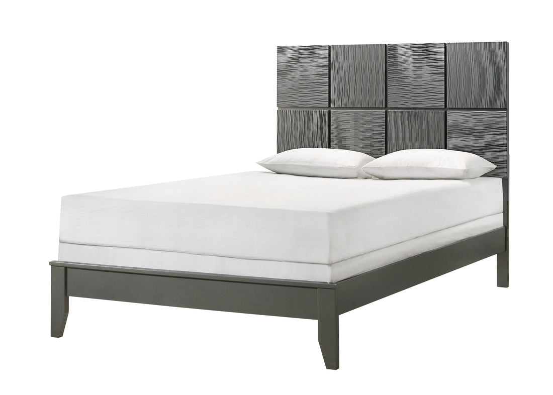 Denker Gunmetal Panel Bedroom Set - SET | B4715-Q-HBFB | B4715-Q-RAIL | B4715-2 | B4715-4 - Bien Home Furniture &amp; Electronics