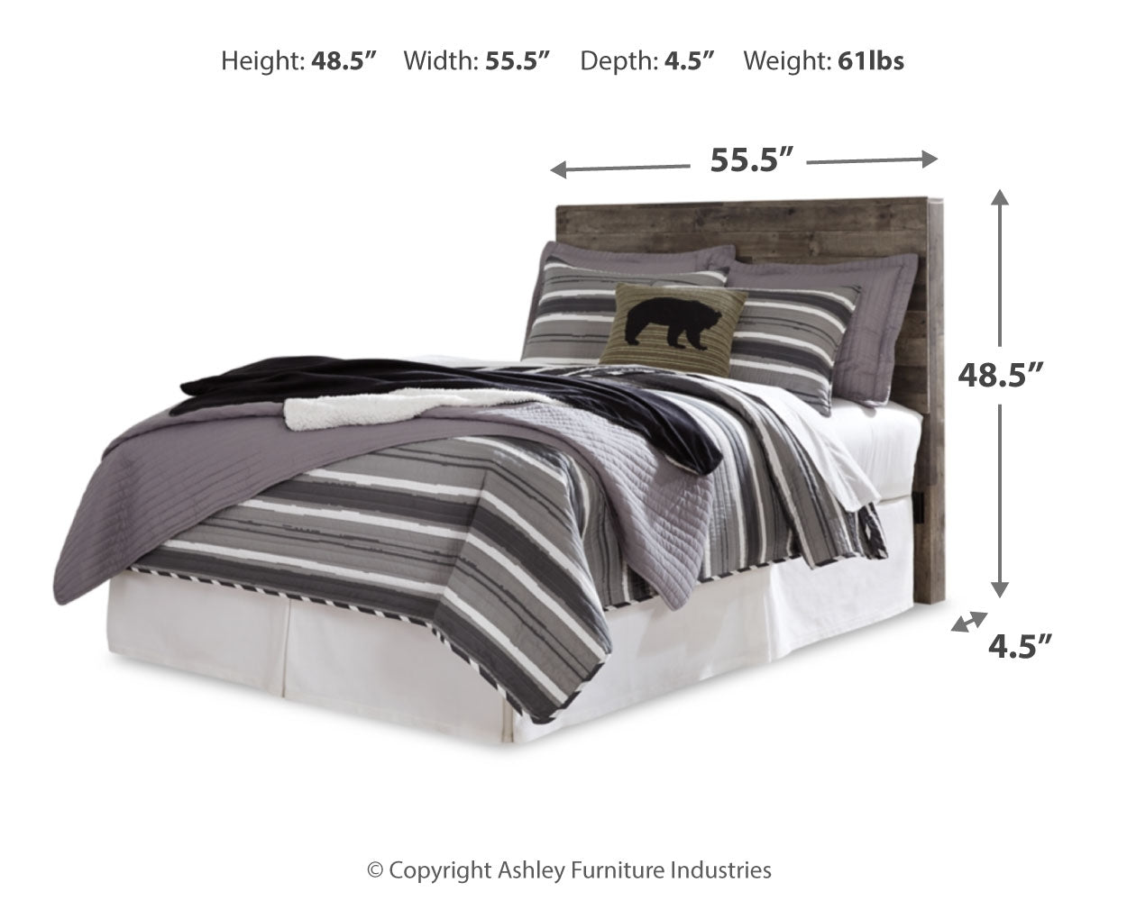 Derekson Full Panel Headboard Bed with Mirrored Dresser, Chest and Nightstand in Multi Gray - PKG003480