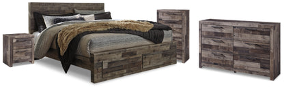 Derekson King Panel Bed, Dresser, Chest and Nightstand - B200B81