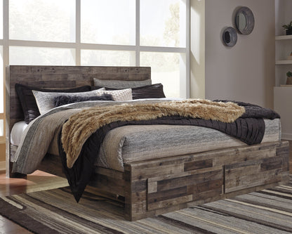 Derekson King Panel Bed with 2 Storage Drawers with Dresser in Multi Gray - PKG003285