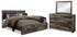 Derekson King Panel Bed with 2 Storage Drawers with Mirrored Dresser in Multi Gray - PKG003347