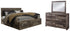 Derekson King Panel Bed with 4 Storage Drawers with Mirrored Dresser in Multi Gray - PKG003359