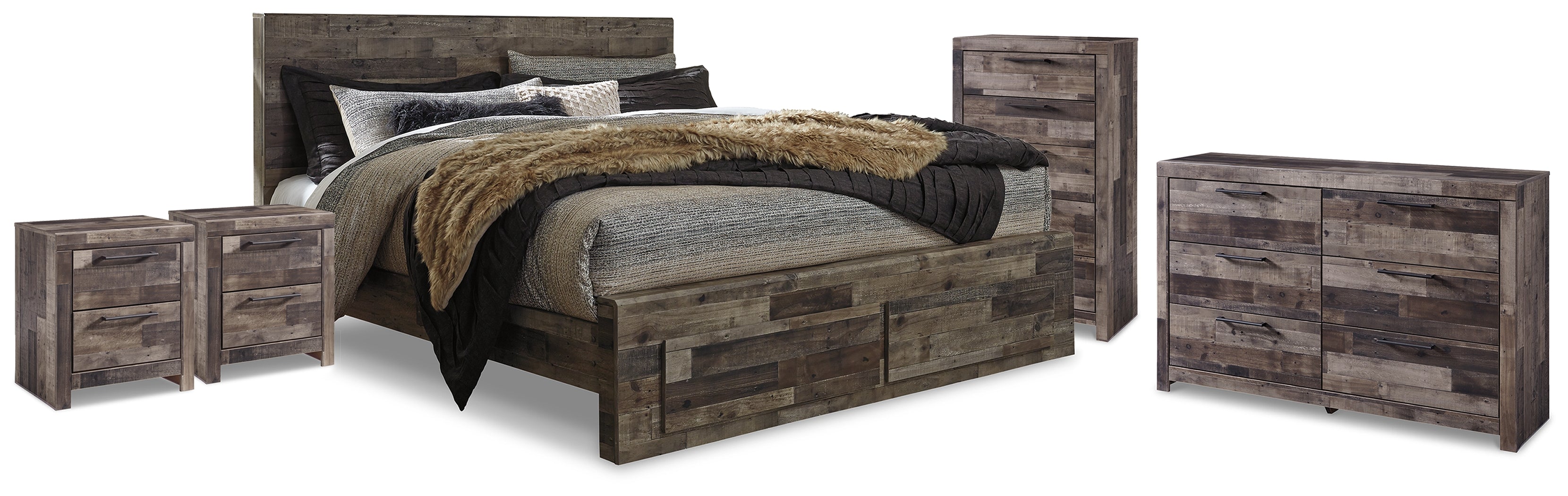 Derekson King Storage Bed, Dresser, Chest and 2 Nightstands - B200B80
