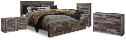 Derekson King Storage Bed, Dresser, Chest and 2 Nightstands - B200B80