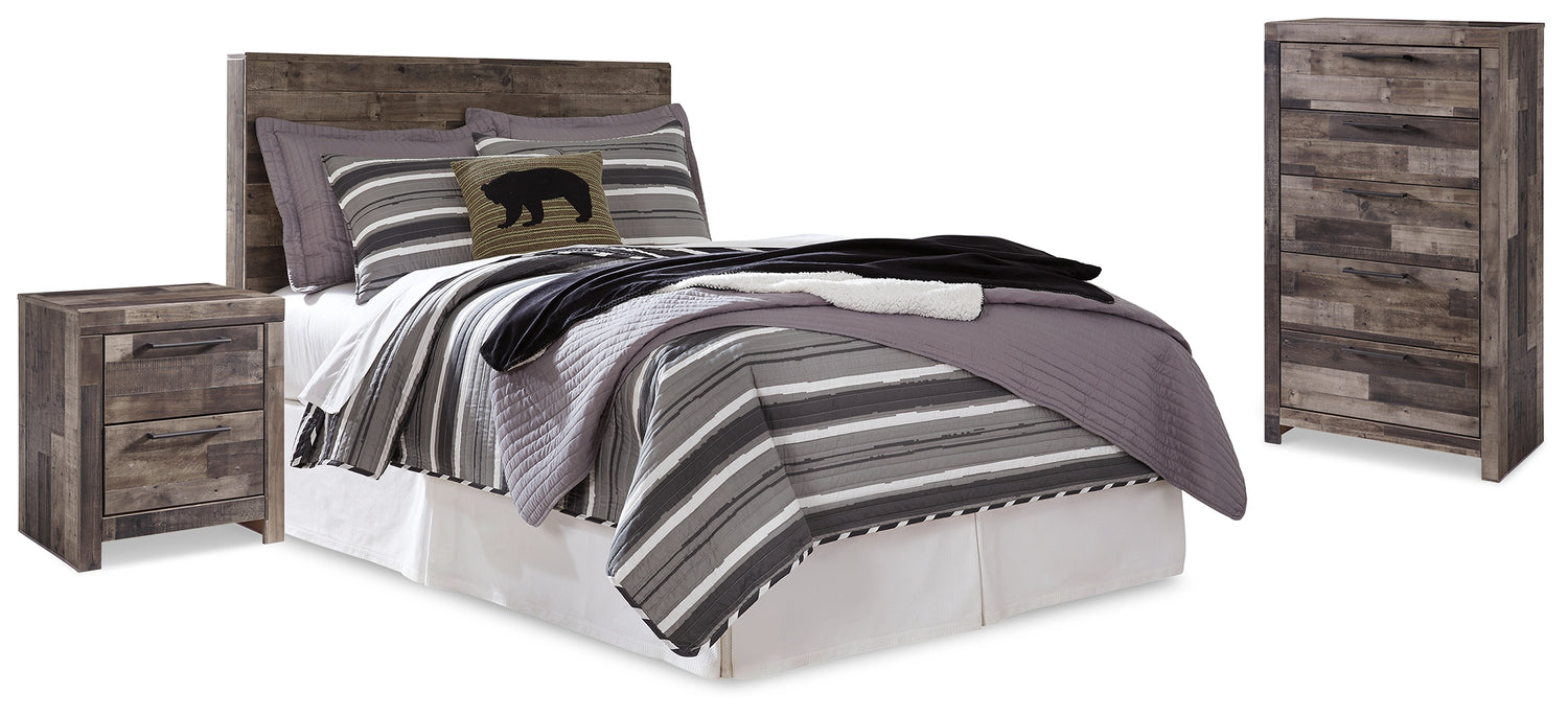 Derekson Multi Gray Full Panel Headboard, Chest and Nightstand - B200B60