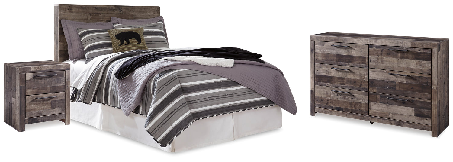 Derekson Multi Gray Full Panel Headboard, Dresser and Nightstand - B200B57