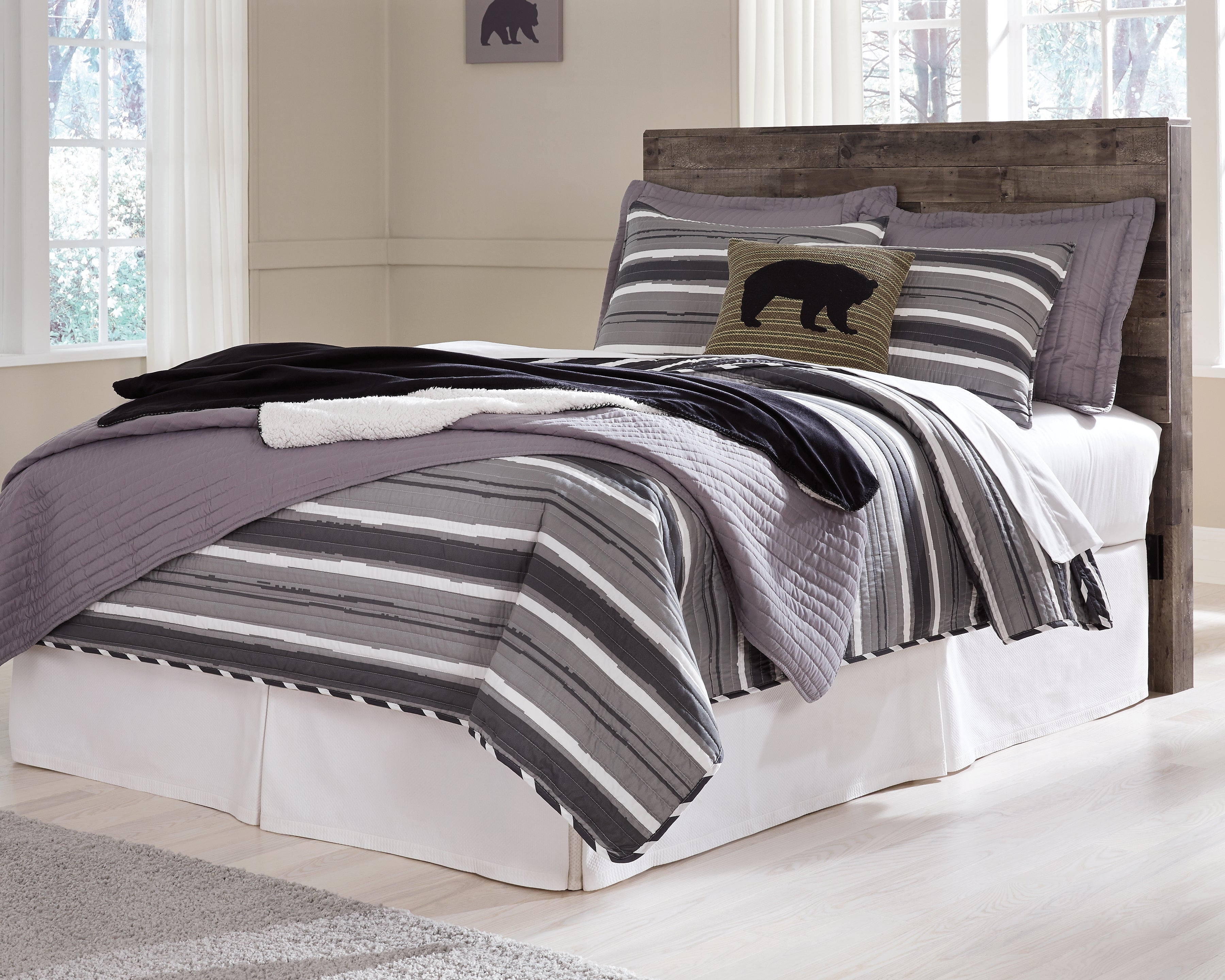 Derekson Multi Gray Full Panel Headboard, Dresser and Nightstand - B200B57
