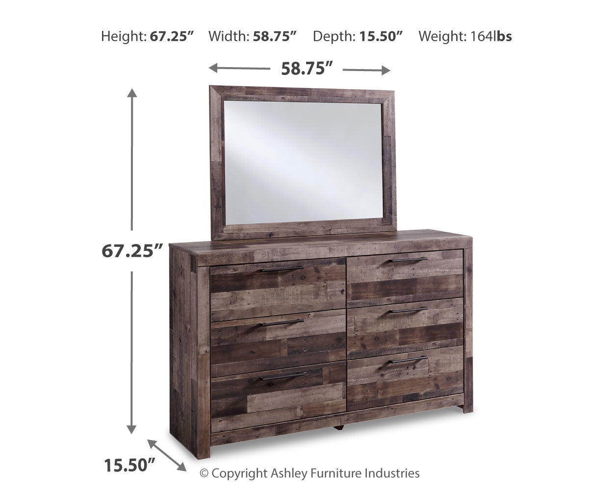 Derekson Multi Gray King Panel Headboard, Dresser, Mirror and Nightstand - B200B47