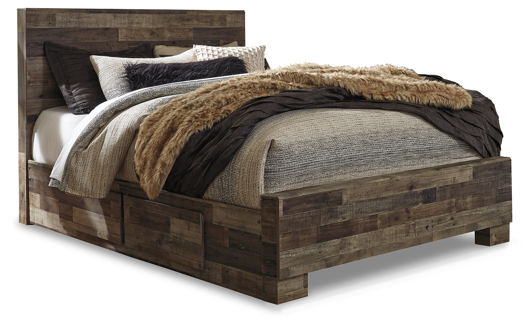 Derekson Multi Gray Queen Panel Bed with 2 Storage Drawers - B200B22