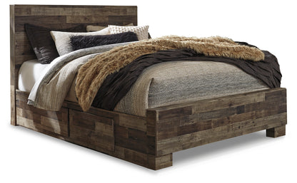 Derekson Multi Gray Queen Panel Bed with 2 Storage Drawers - B200B22