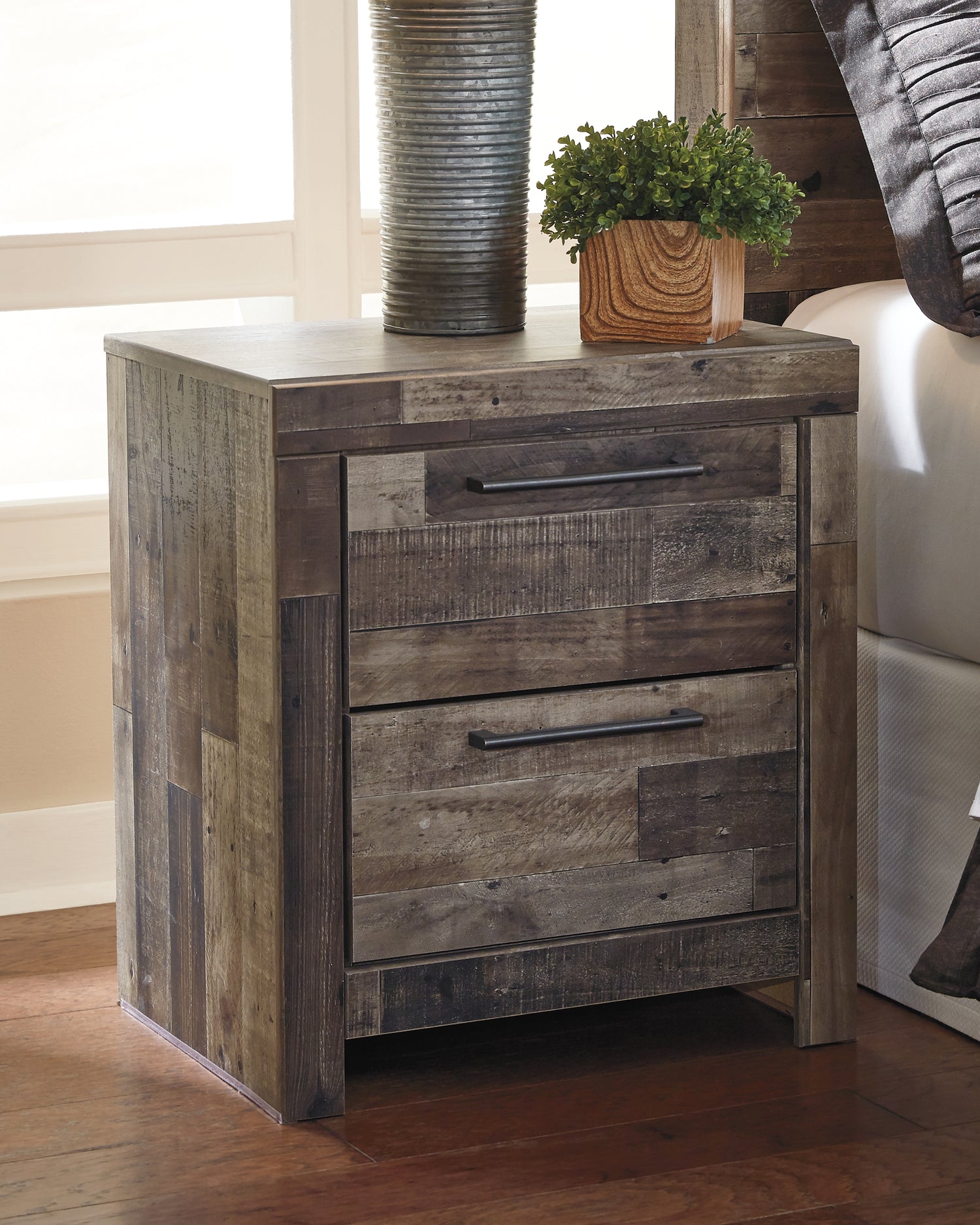 Derekson Multi Gray Queen Panel Headboard, Dresser, Chest and Nightstand - B200B56