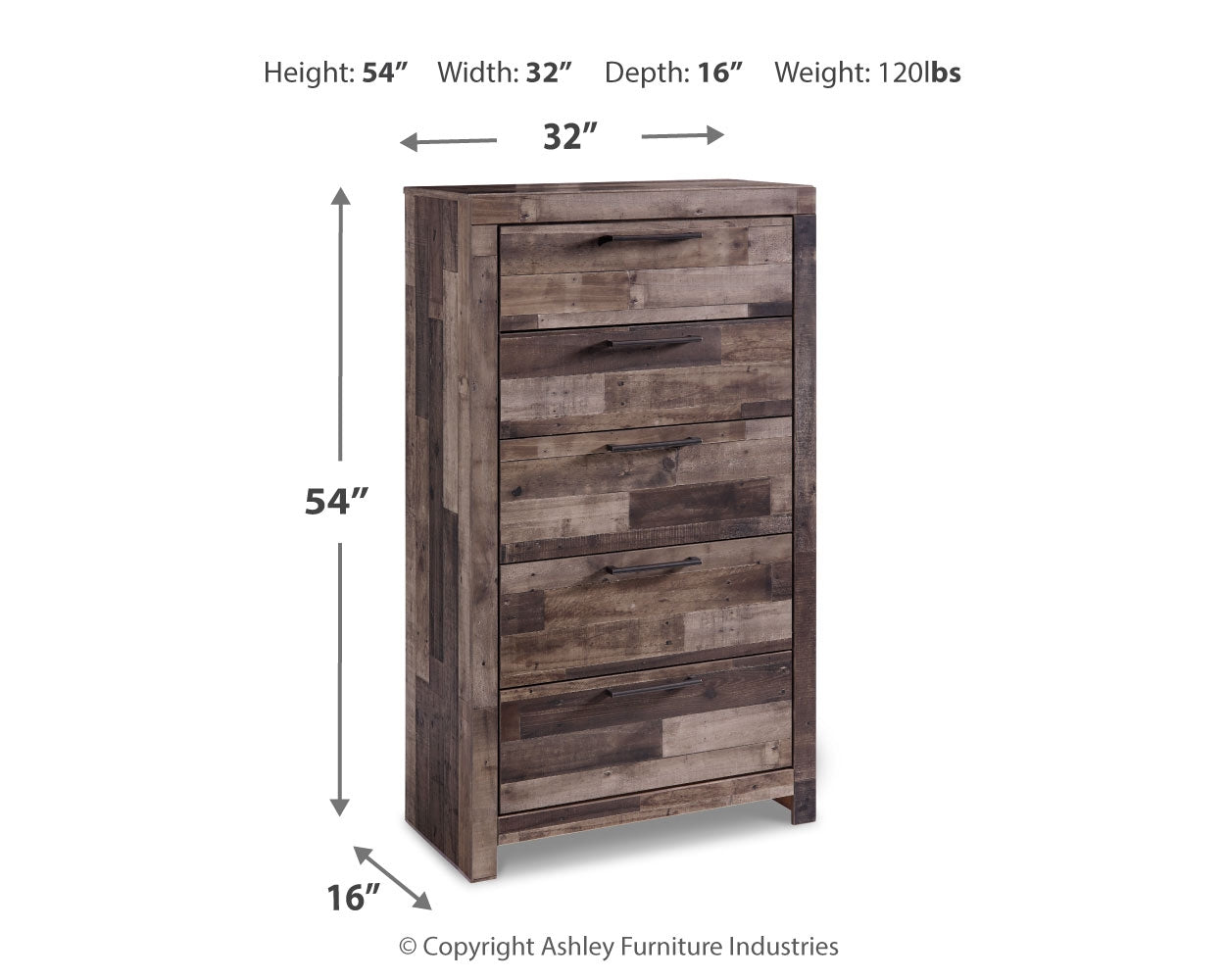 Derekson Multi Gray Queen Panel Headboard, Dresser, Chest and Nightstand - B200B56