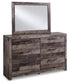 Derekson Multi Gray Queen Panel Headboard, Dresser, Mirror and Nightstand - B200B45