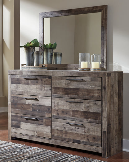 Derekson Multi Gray Queen Panel Storage Bed, Dresser, Mirror and 2 Nightstands - B200B49