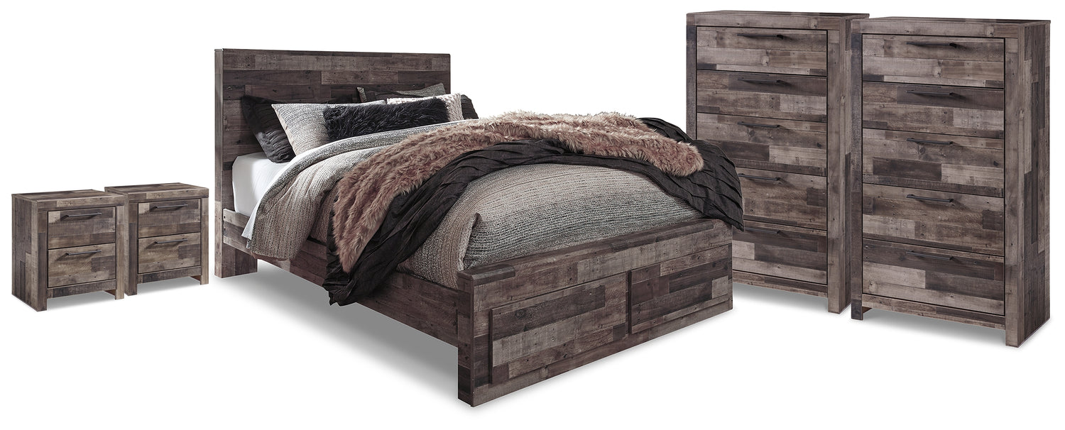 Derekson Multi Gray Queen Storage Bed, 2 Chests and 2 Nightstands - B200B71