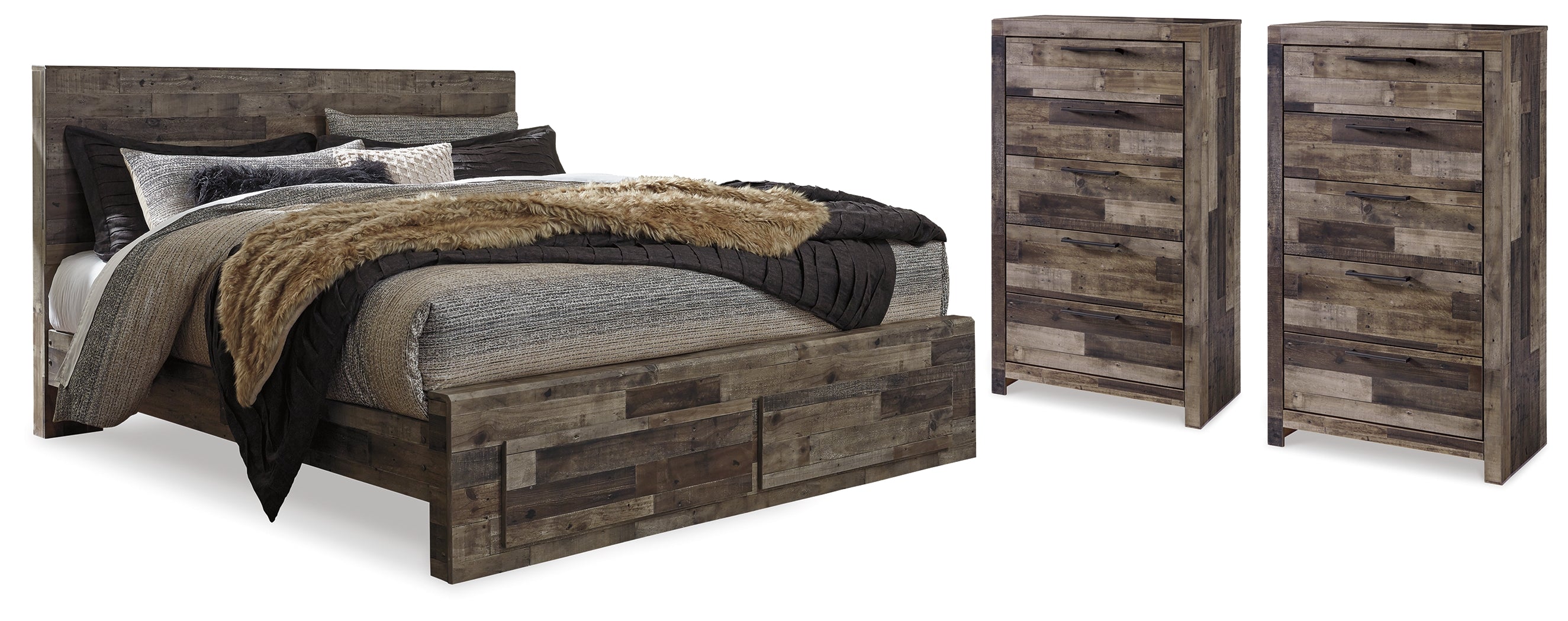 Derekson Multi Gray Queen Storage Bed and 2 Chests - B200B67