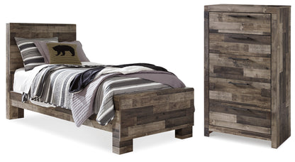 Derekson Multi Gray Twin Panel Bed and Chest - B200B66